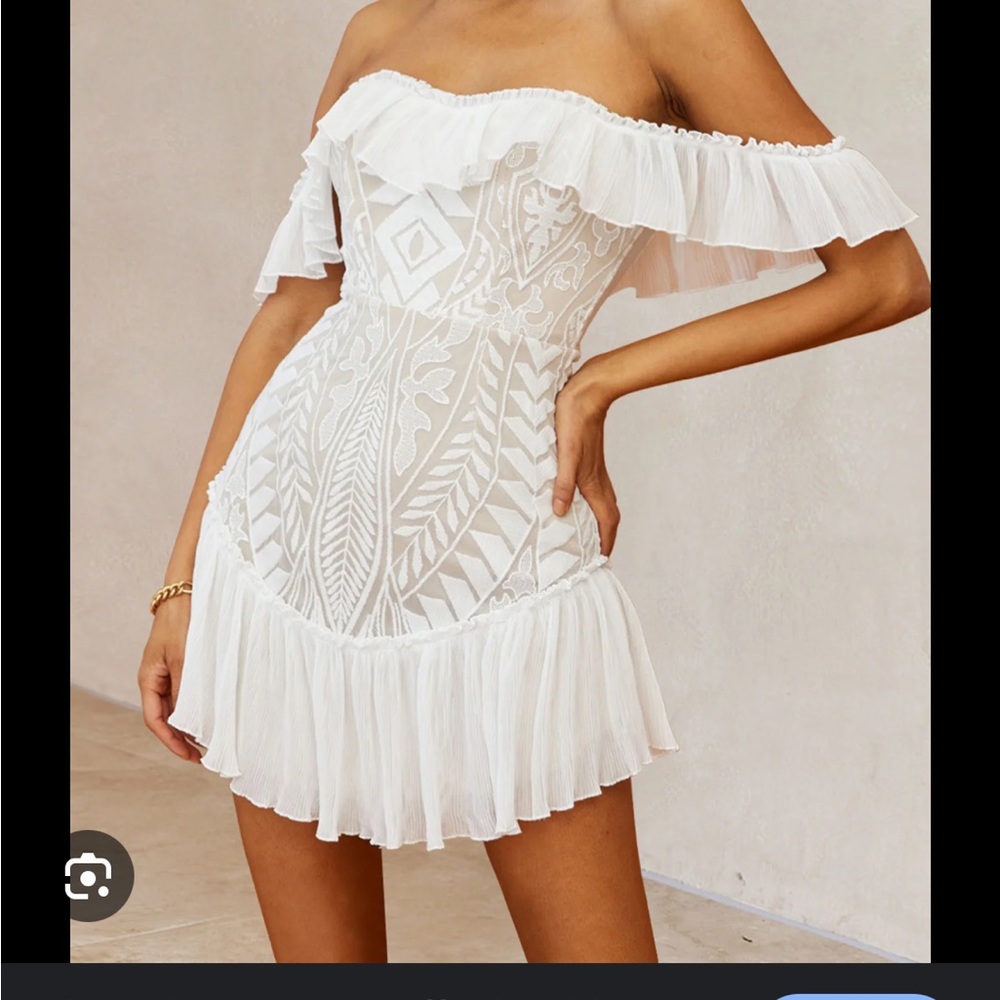 Elegant Off-Shoulder Saints and Secrets White Dress